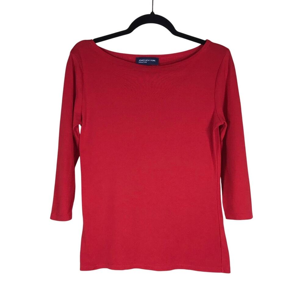 Jones New York Signature Top Women’s Small Long Sleeve Cotton Scoop Neck Work